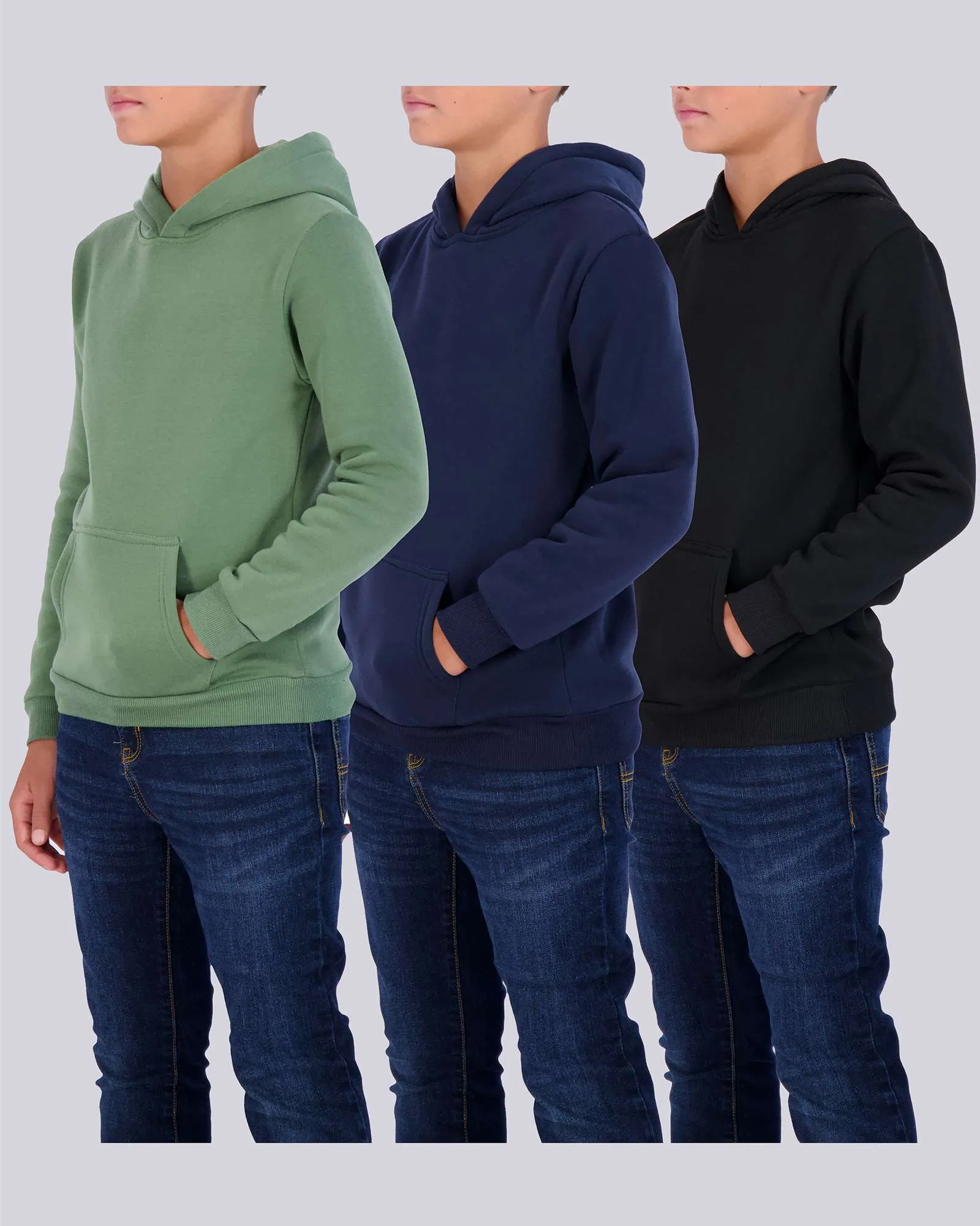 3 Pack: Boys Fleece Pullover Hoodie Sweatshirt