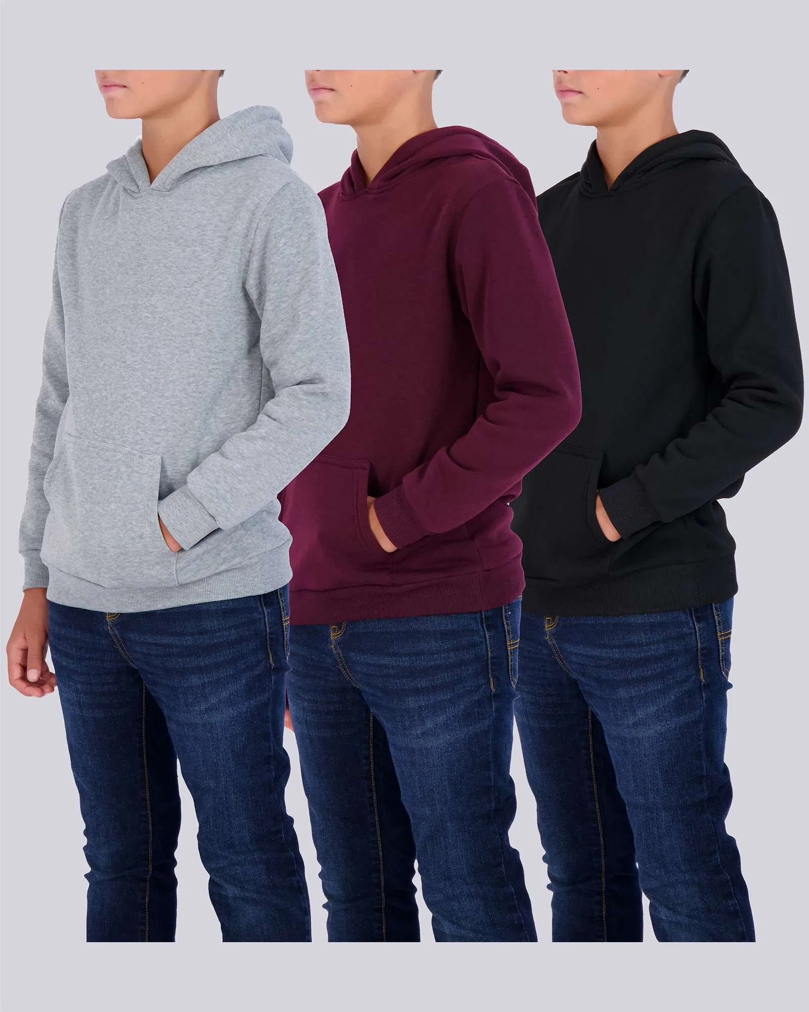 3 Pack: Boys Fleece Pullover Hoodie Sweatshirt