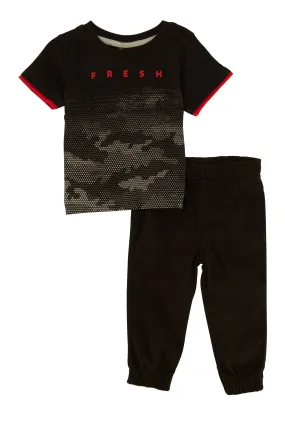 Baby Boys 12-24M Fresh Camo Graphic Tee and Twill Joggers