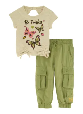 Baby Girls 12-24M Be Fearless Glitter Graphic Tee and Parachute Pants