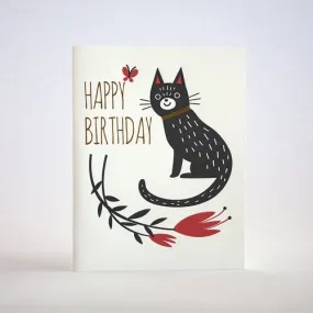 Birthday Flower Cat Card