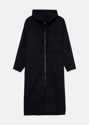 Black Coat Dress With Hoodie