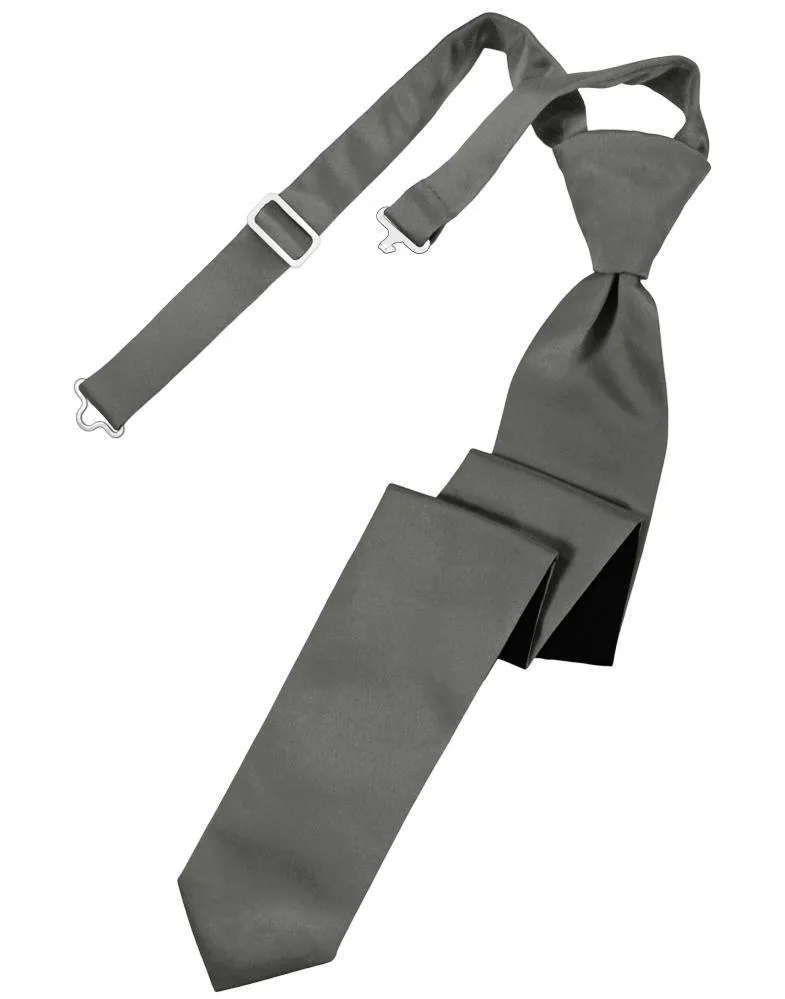 Charcoal Luxury Satin Skinny Necktie