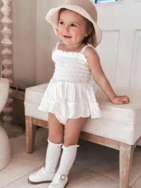 Maya White Muslin Baby Romper