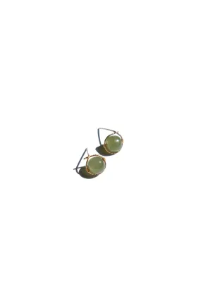 Sydney — Green jade bead stud earrings