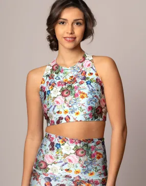 Zoe Blue Floral Crop